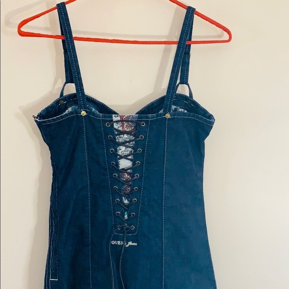Guess Dresses & Skirts - Guess | Denim Corset Style Tie Back Jean Dress